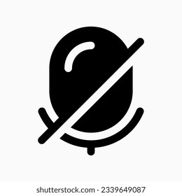 Vector microphone off disabled icon. Black, white background. Perfect for app and web interfaces, infographics, presentations, marketing, etc.