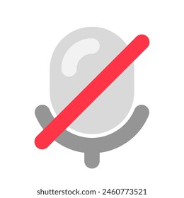 Vector microphone off disabled icon. Perfect for app and web interfaces, infographics, presentations, marketing, etc.