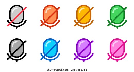 Vector microphone off disabled icon. Perfect for app and web interfaces, infographics, presentations, marketing, etc.