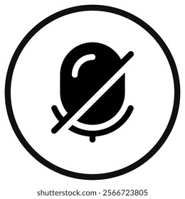 Vector microphone off disabled icon. Perfect for app and web interfaces, infographics, presentations, marketing, etc.