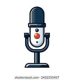 a vector of microphone with the red light flat design style
