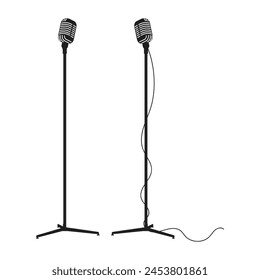 vector microphone with stand stand straight isolated white background