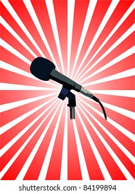 Vector microphone sunburst illustration