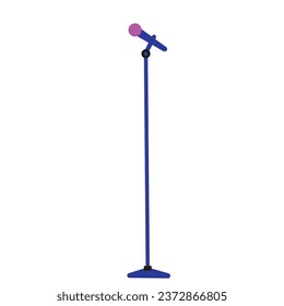 Vector microphones on stand vector flat set of modern and retro music audio equipment.