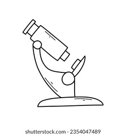 Vector microscope in doodle style isolated on white background. Linear microscope.