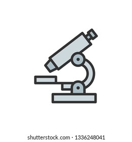 Vector microscope flat color line icon.