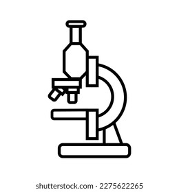vector microscope line icon. chemistry, pharmaceutical instrument, microbiology magnifying tool. Symbol of science, chemistry and exploration. Vector lab microscope