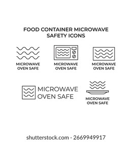 Ícones de compatibilidade de segurança de forno de micro-ondas de vetor
