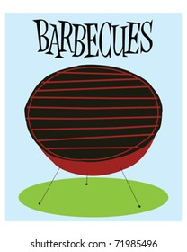 Vector Mid Century BBQ Outdoor Grill Illustration