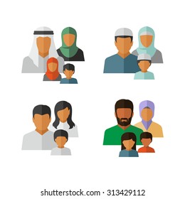 Vector Middle Eastern Family Icons