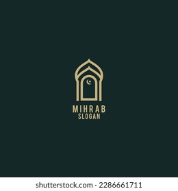 Vector mihrab niche arch door logo vector icon illustration