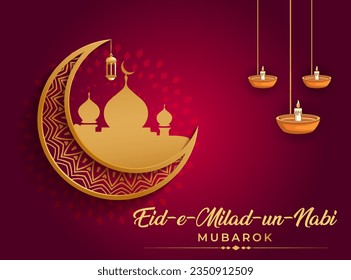 Vector milad un nabi decorative islamic greeting card design.