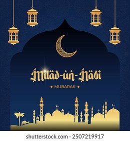 Vector Milad un-Nabi decorative islamic greeting card design.