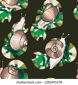 Vector Military Camouflage Background with snails