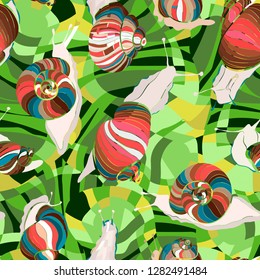 Vector Military Camouflage Background with snails