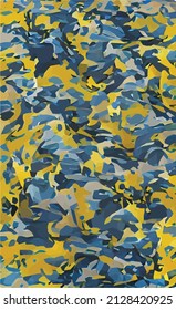 vector military camouflage ornament. Variegated geometric texture. Yellow and blue colors like Ukraine flag, like sand and water.