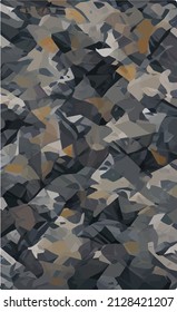 vector military camouflage ornament. Variegated geometric texture. green, orange and brown natural forest colors.