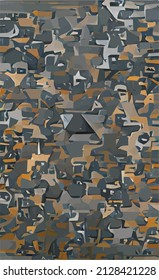 vector military camouflage ornament. Variegated geometric texture. green, orange and brown natural forest colors.