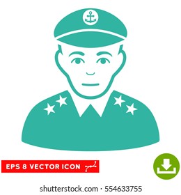 Vector Military Captain EPS vector pictogram. Illustration style is flat iconic cyan symbol on a transparent background.