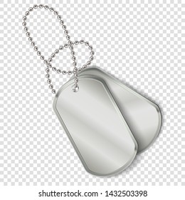 Vector Military Dog Tags on transparent background. 