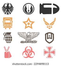 vector military emblem elements collection