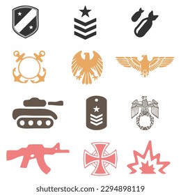 vector military emblem elements collection