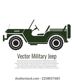 Vector Military jeep drawing, Vector silhouette of jeep, An illustration of four-wheeler vehicle