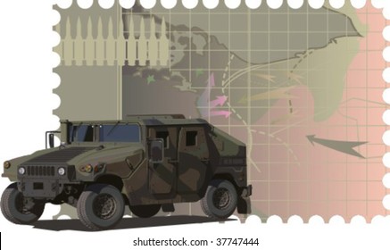 Vector Military Jeep, Vector Illustration