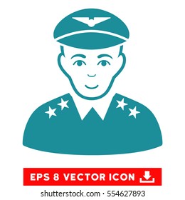 Vector Military Pilot Officer EPS vector pictograph. Illustration style is flat iconic soft blue symbol on a transparent background.