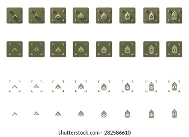 Vector military rank icon set multiple style