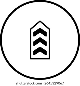 Ícone de insígnia de posto militar vetorial isolado em círculo sobre fundo branco