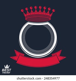 Vector military shield with pentagonal comet star, protection heraldic sheriff blazon. Forces graphical coat of arms. 