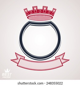 Vector military shield with pentagonal comet star, protection heraldic sheriff blazon. Forces graphical coat of arms. 