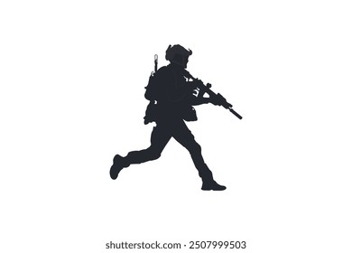 Diseño simple del icono de la silueta militar del Vector sobre fondo blanco.