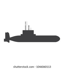 Vector military submarine flat simple icon.  Army sea ship transport