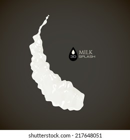Vector milk 3D splash, isolated on black background