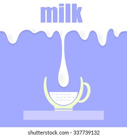 Vector Milk Blots Background. Milk is Poued into Cup. Drop of Milk. Milk Pattern. Fresh Milk