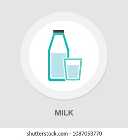 Vector Milk Bottle And Glass Illustration, Drink Symbol - Healthy Food, Nutrition Dairy