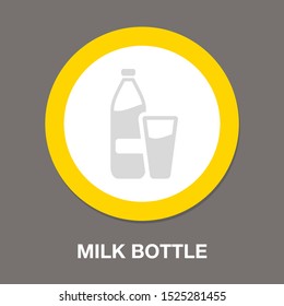 Vector Milk Bottle And Glass Illustration, Drink Symbol - Healthy Food, Nutrition Dairy