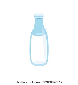Vector milk bottle icon. Natural eco drink for dieting, healthy lifestyle. Dairy product full of proteins and vitamins. Beverage plastic or glass container. Isolated illustration