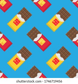 Patrón de infiltración de la barra de chocolate de leche marrón vectorial. Comida dulce.