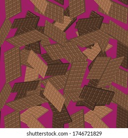 Vector Milk Brown Chocolate Bar Seamless Pattern. Sweet Food. 3d Illustration.