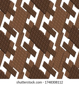 Vector Milk Brown Chocolate Bar Seamless Pattern. Sweet Food. 3d Illustration.