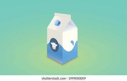 Vector milk carton icon. Dairy product illustration.