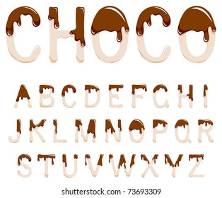 Alfabeto de chocolate con leche vector sobre fondo blanco