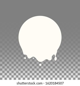 Vector milk circle melt drops sticker. 
 Isolated on transparent background. Vector illustration, eps 10.