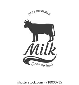 Vector milk cow label.