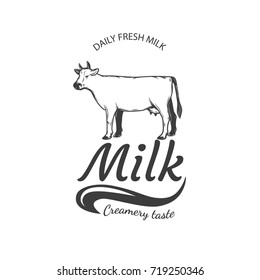 Vector milk cow label.