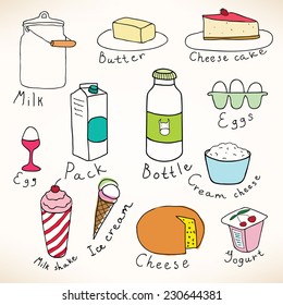 Vector milk and farm products