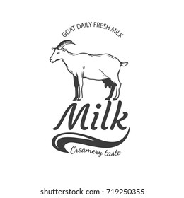 Vector milk goat label.